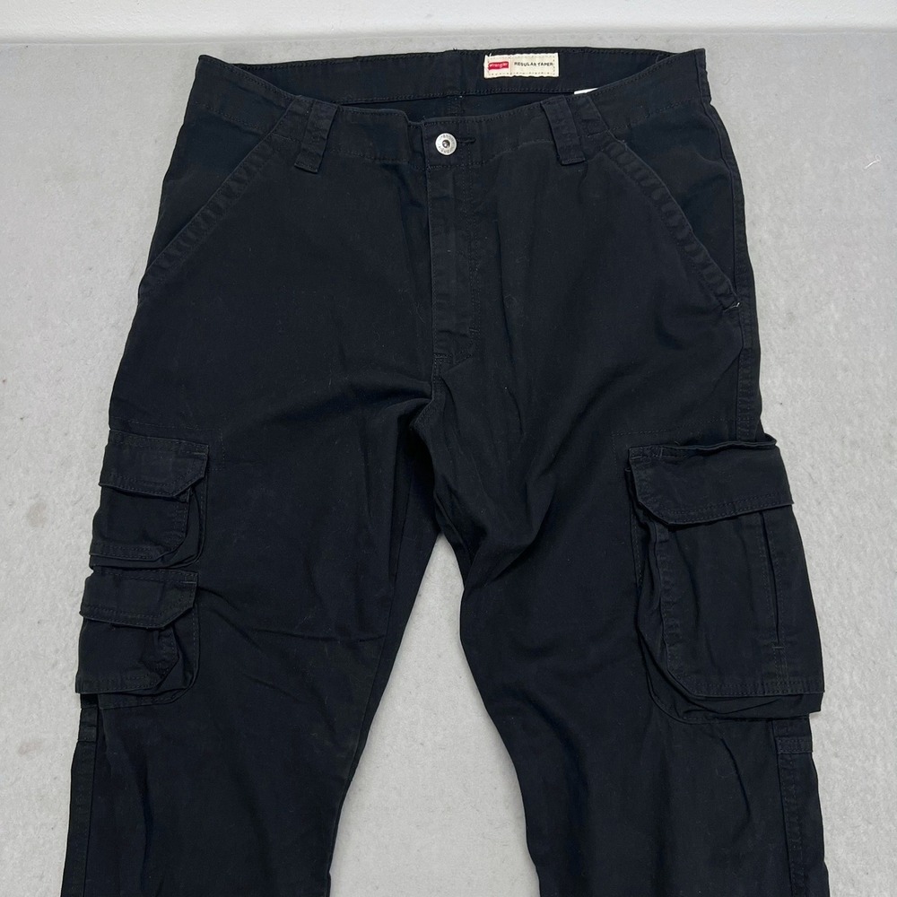 Wrangler Mens Regular Taper Cargo Pants Black 34x32 Cotton Stretch 112326301